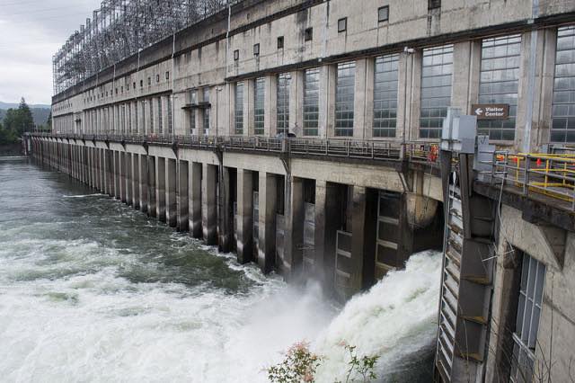 Bonneville Dam on the Columbia River began to produce power for the Pacific Northwest in 1937.