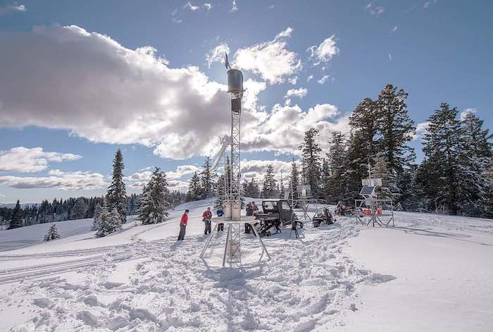 Idaho Power Co. crews maintain a cloud seeding generators in the mountains above Garden Valley, Idaho.
