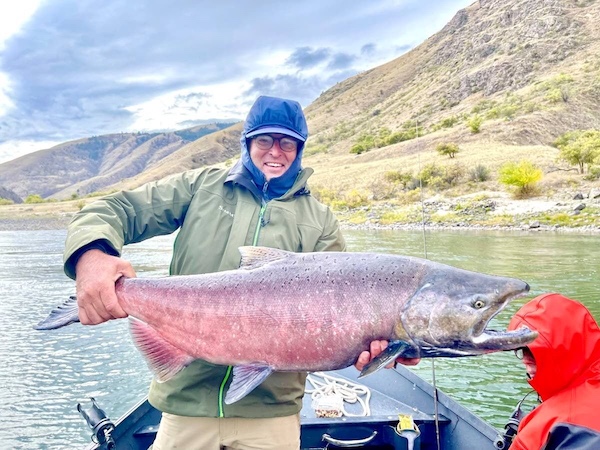 George Newberry, of Boise, holds a 40-inch chinook he caught on the Lower Salmon River (Rapid River Outfitters)