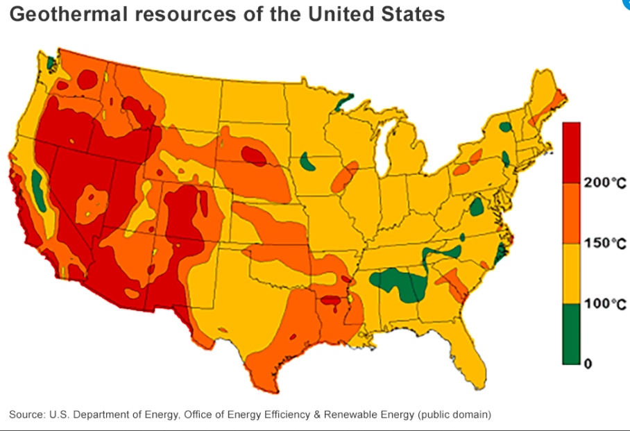 Map: Geothermal resources of the United States (US Dept of Energy, Office of Energy Efficiency & Renewable Energy)