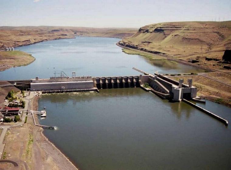 On the Snake River sits Lower Monumental Dam near Kahlotus, Washington. (Army Corps of Engineers photo)
