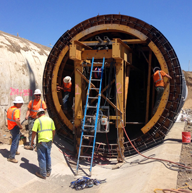 Workers on a section of the Lind Coulee Siphon that will deliver water to Odessa Subarea farmers.