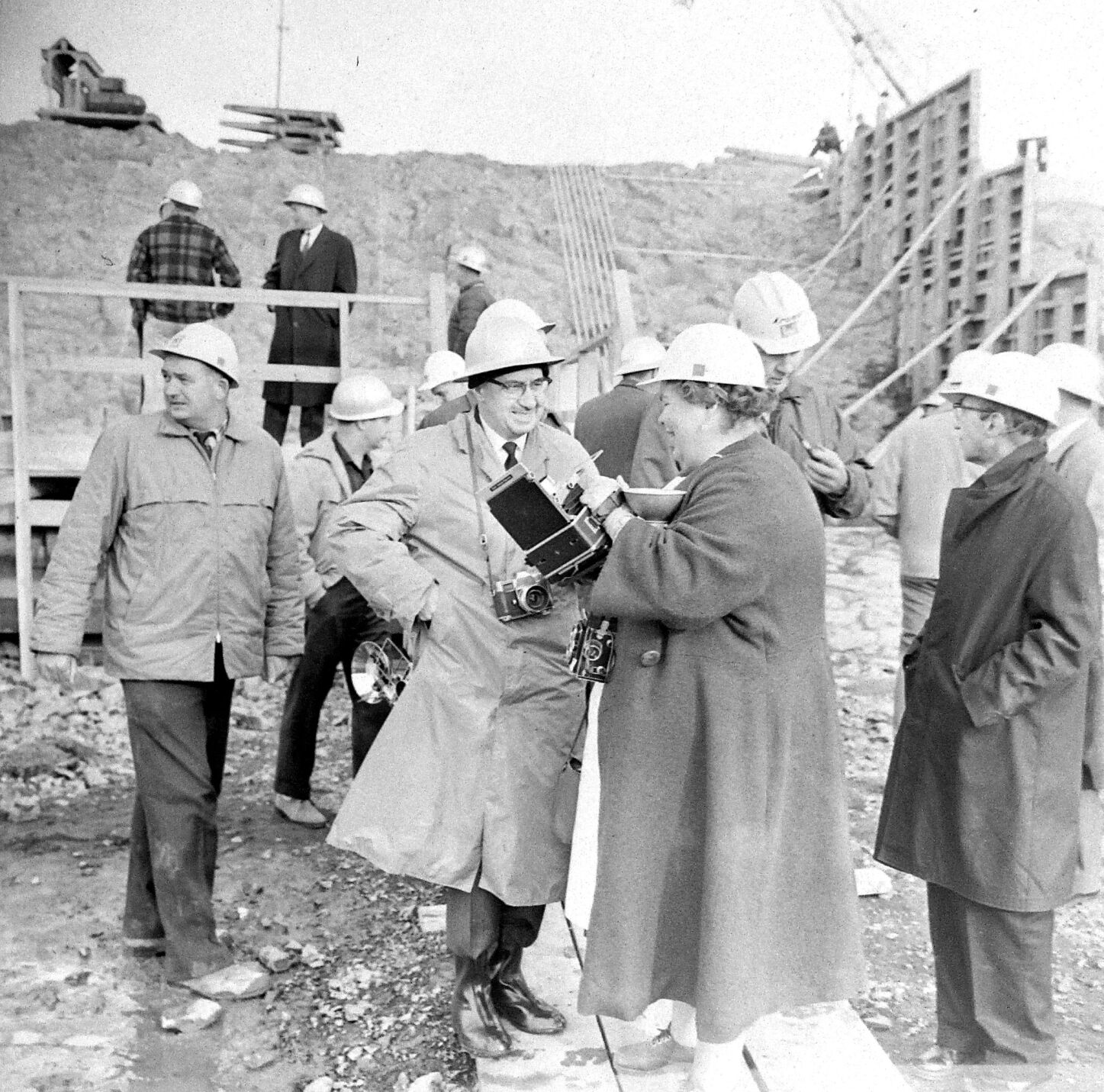Officials at the first concrete poured at Lower Monumental Lock and Dam, Nov. 27, 1962.