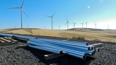 (Courtney Flatt) Equipment is ready to be installed at Palouse Wind, which wrapped up construction last November -- before a tax credit was set to expire. Uncertainty surrounding the credit is one reason no new wind farms being built this year in the Pacific Northwest.