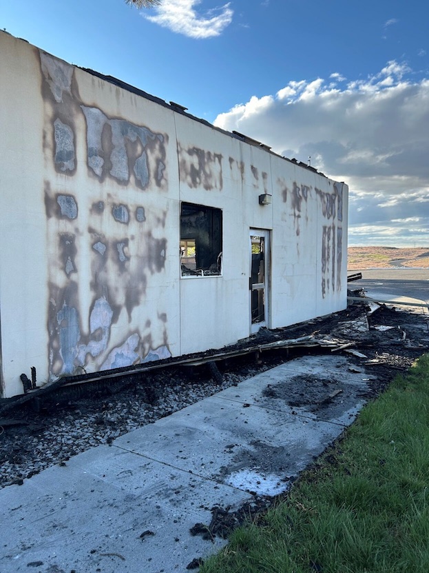 Tri-Rivers Natural Resources Management Office located at Ice Harbor Lock and Dam was destroyed by fire May 19, 2024. (USACE photo)
