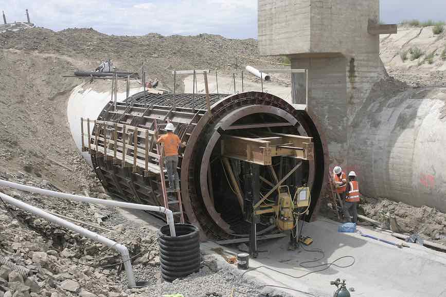Crew members work June 26 on Kansas Praire No. 2, one of the last two remaining siphons needed on the East Low Canal to add capacity to serve an additional 87,700 acres with water from the Columbia River.