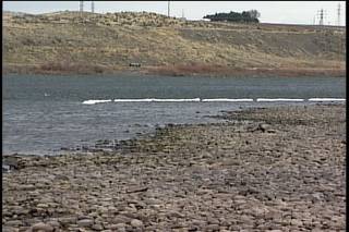 Oil spill near Eagle Island below Ice Harbor Dam