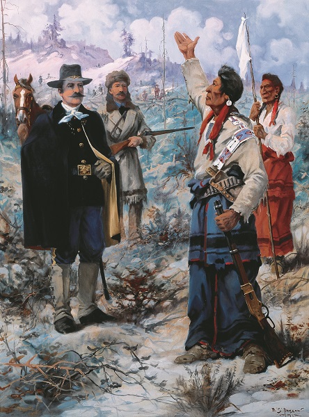 Paiting at Montana Capitol Building, 'Surrender of Chief Joseph, by American frontier painter Edgar Samuel Paxson.