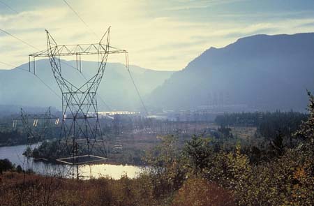 Power lines above Bonneville dam.
