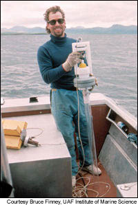 Bruce Finney, a marine scientist at the University of Alaska in Fairbanks, used a core sampler to take sediment from lake floors.