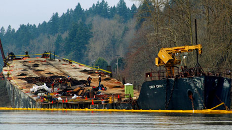 The barge Davy Crockett. This photo by Casey Gregg, was shot while on a kayak trip from Camas to Vancouver
