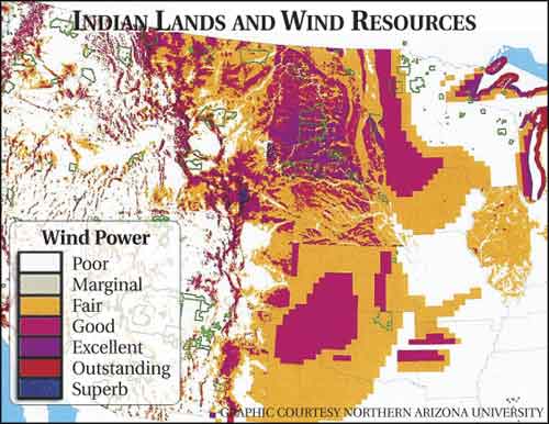 Indian Lands and Wind Resources (Graphic courtesy Northern Arizona University)