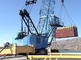 The crane at the Port of Lewiston was kept busy Friday.