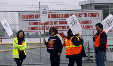 Striking workers shut down port terminals this week in Los Angeles as longshoremen honored picket lines in a separate dispute from the Northwest grain terminal talks.