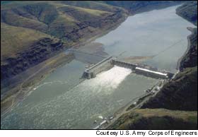 Lower Granite dam, the first dam encountered by Idaho's salmon and steelhead on their downstream migration as juveniles.