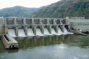 The Lower Granite Dam, one of four blocking migrating salmon on the Snake River. (Photo by Doug Thiele, two photos courtesy U.S. Army Corps of Engineers)