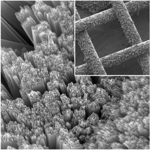 Titanium dioxide gauze allows air to enter the battery while the rods gather light