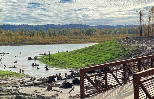 Trail system at Steigerwald Lake National Wildlife Refuge and the Reconnection Project.