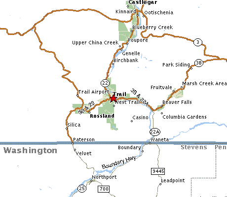 Trail BC on the Columbia River