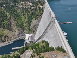 Dworshak Dam on the North Fork Clearwater River in Idaho.
With a height of 717 feet , Dworshak is the third tallest dam in the United States and the tallest straight-axis concrete dam in the Western Hemisphere.