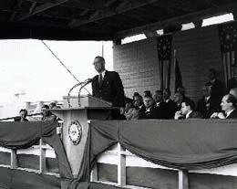 Vice President Lyndon B. Johnson dedicating Ice Harbor Dam, May 9, 1962 (Courtesy U.S. Army Corps of Engineers)