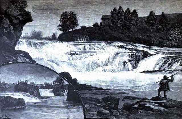 Indigenous people hunted salmon at Spokane Falls for millenia until the coming of European man devastated the once bountiful salmon runs. (image circa 1888)