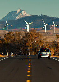 (Matthew Ryan Williams) Wind turbines harness energy near Ellensburg, Wash.