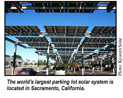 World's largest parking lot solar system is located in Sacramento, California
